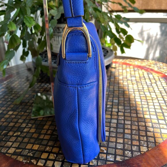 G.I.L.I. Haloguard Blue Leather Multi Pocket Travel RFID Shoulder Bag NWOT - Picture 11 of 12